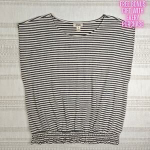 ANA A New Approach Black White Striped Sleeveless Top Size M NEW Soft Stretch